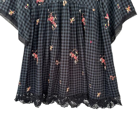 Odd Molly Dress Embroidered floral flare sleeves lace witchy whimsigoth Small XS - Picture 4 of 16